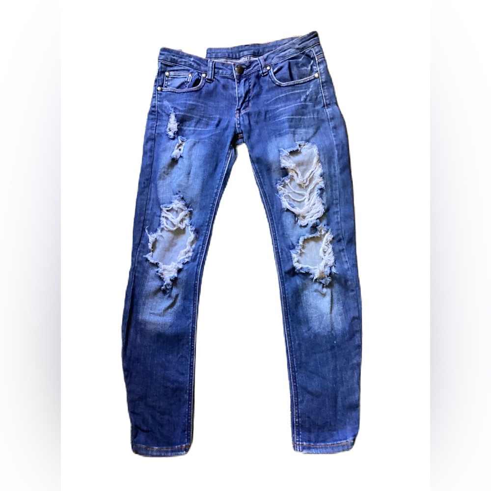 Machine distressed jeans 31